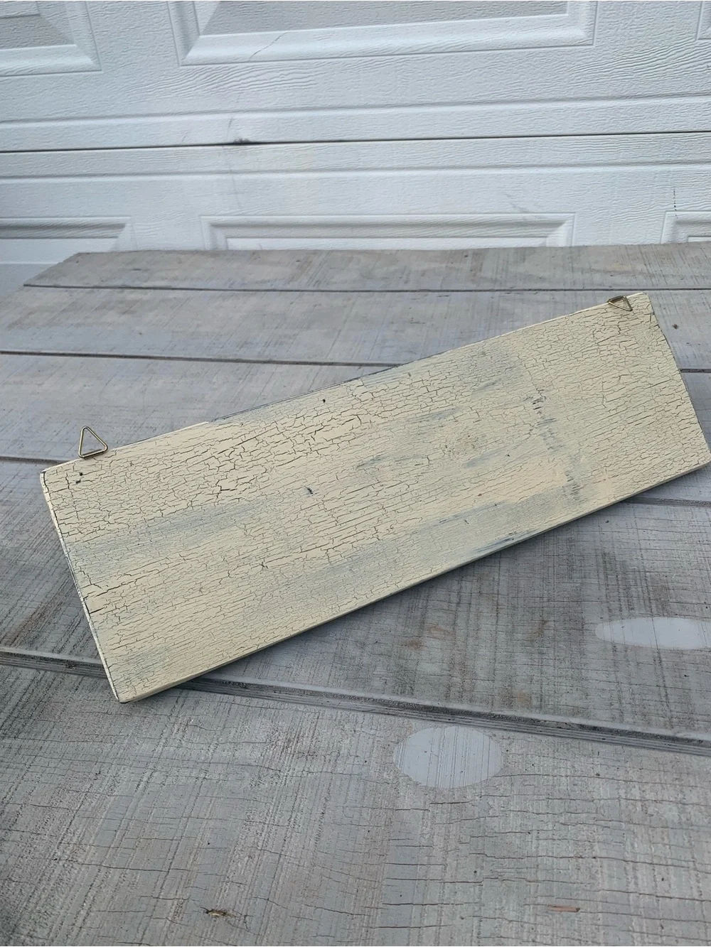 Vintage Farmhouse Wall Shelf with 3 Shaker Pegs Distressed White 17.5” Coat Rack